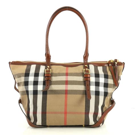 Burberry Bridle Salisbury Tote House Check Canvas Medium